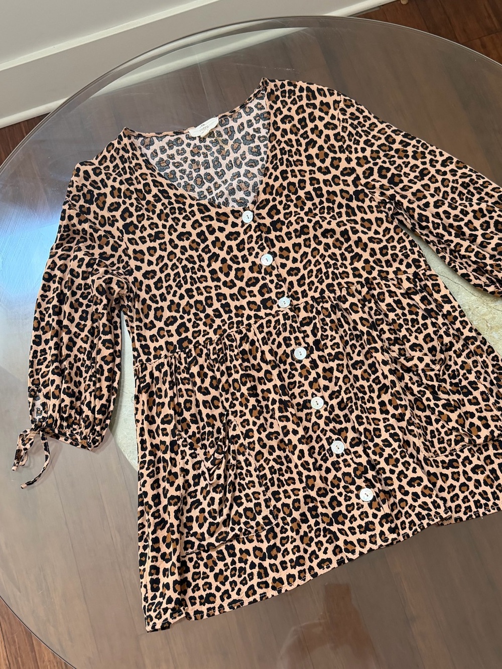 Entro Leopard Print Babydoll Blouse